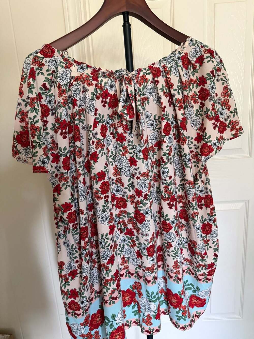 LC Lauren Conrad Floral Dress with Red and Green Accents